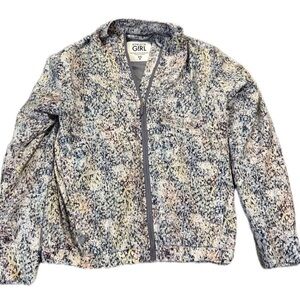 Athleta Girl size 6 Ice Storm Soft Lined Full Zip Gray Printed Jacket